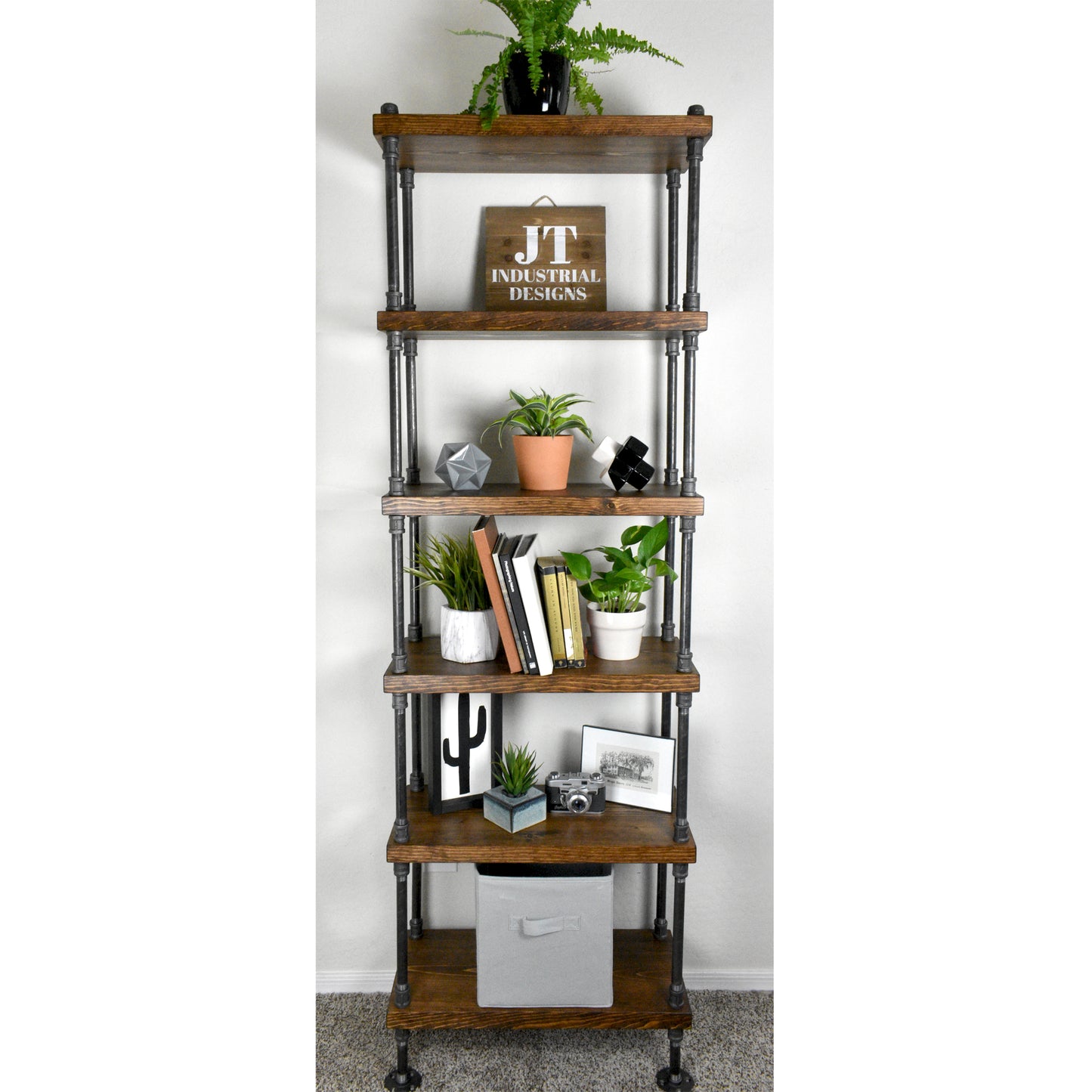 Wide Depth Industrial Style Bookcase - 14" Depth