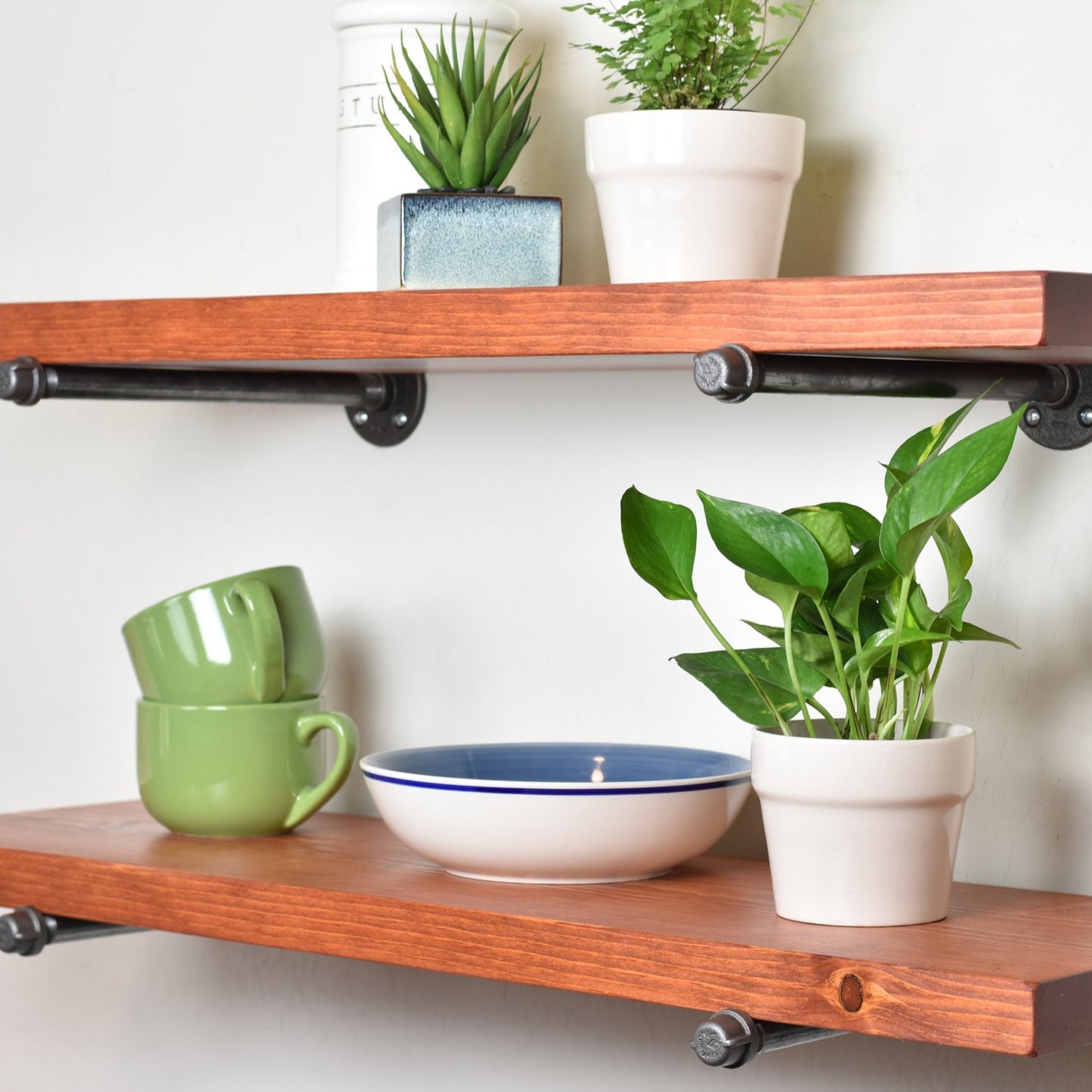 Pipe Bracket Floating Shelf - 7.25" Depth