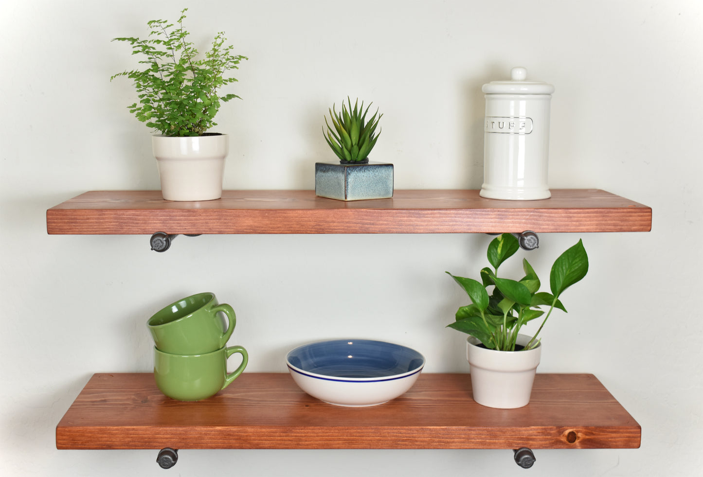Pipe Bracket Floating Shelf - 7.25" Depth