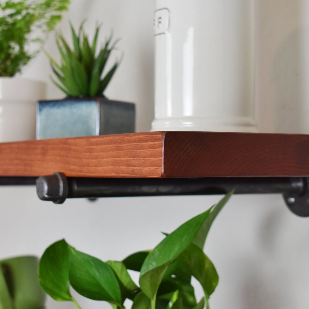 Pipe Bracket Floating Shelf - 7.25" Depth
