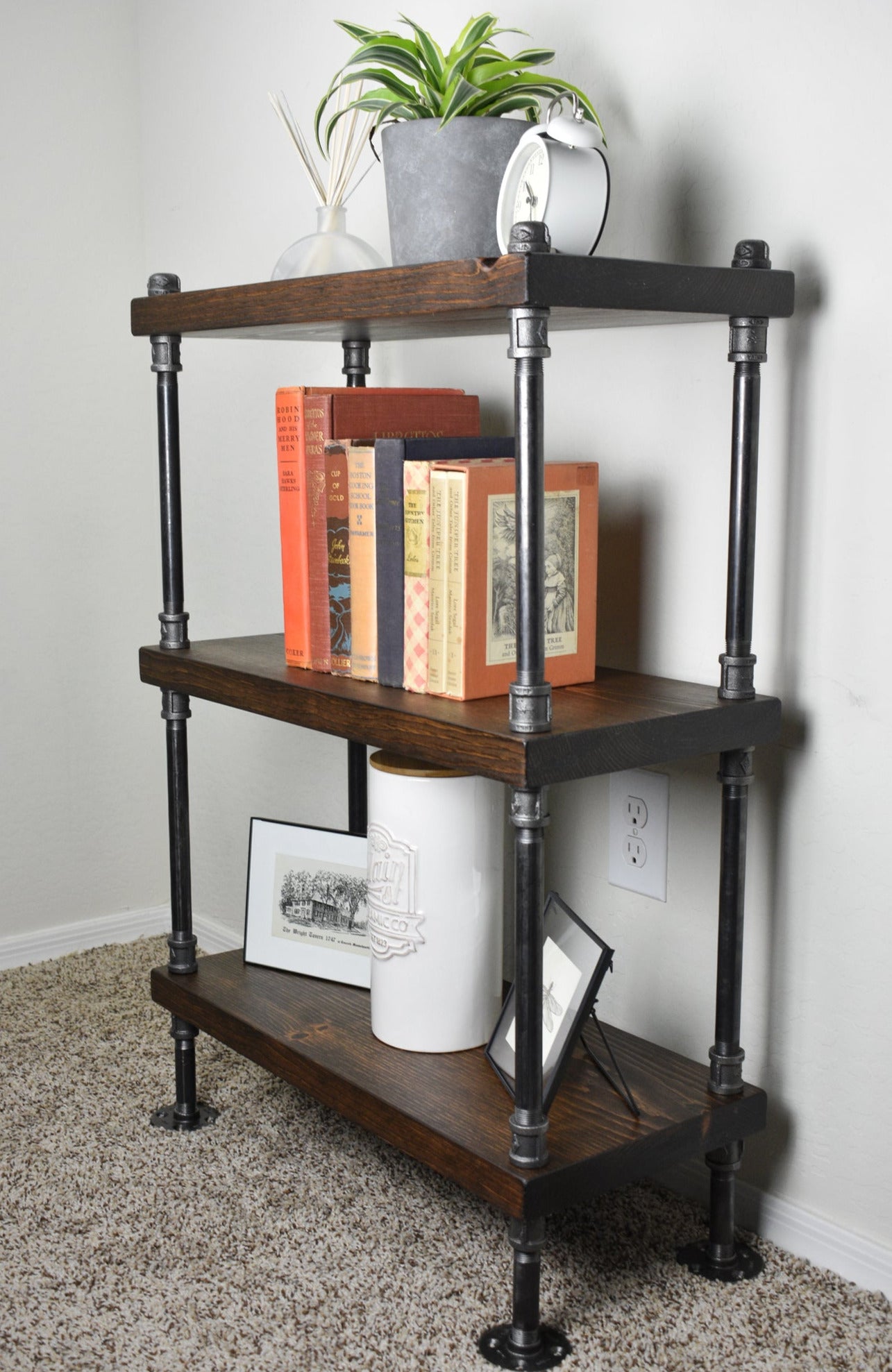 Industrial Style Bookcase - 24" Length