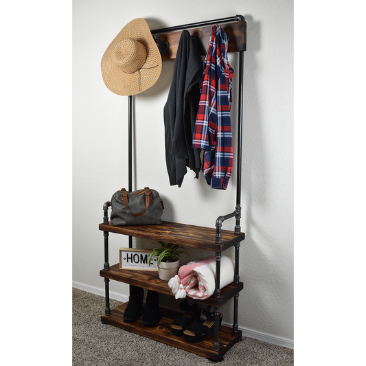Hall Tree with Coat Hooks and Storage Bench