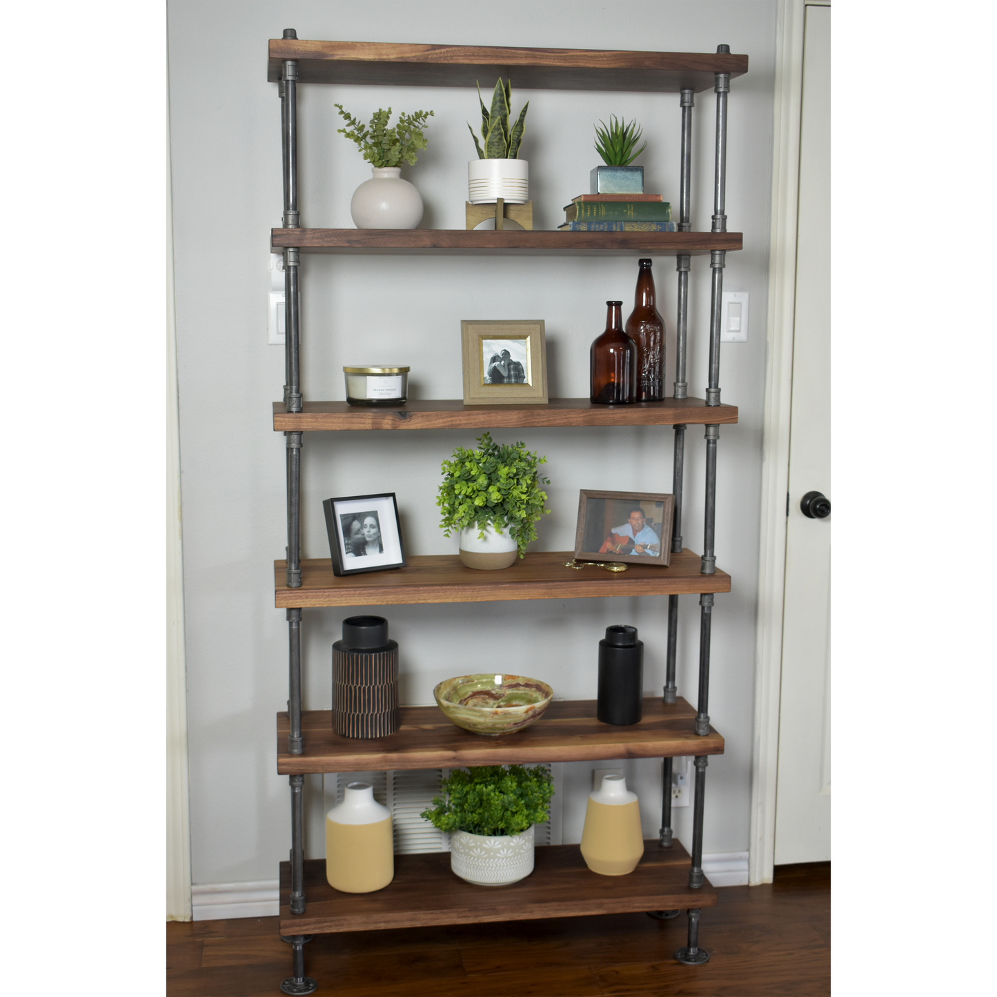 American Black Walnut Industrial Style Bookcase