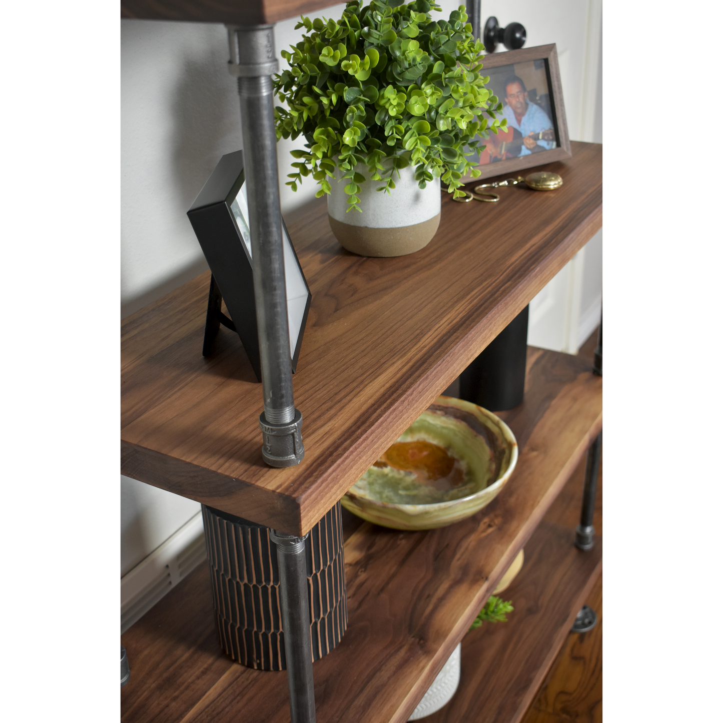 American Black Walnut Industrial Style Bookcase