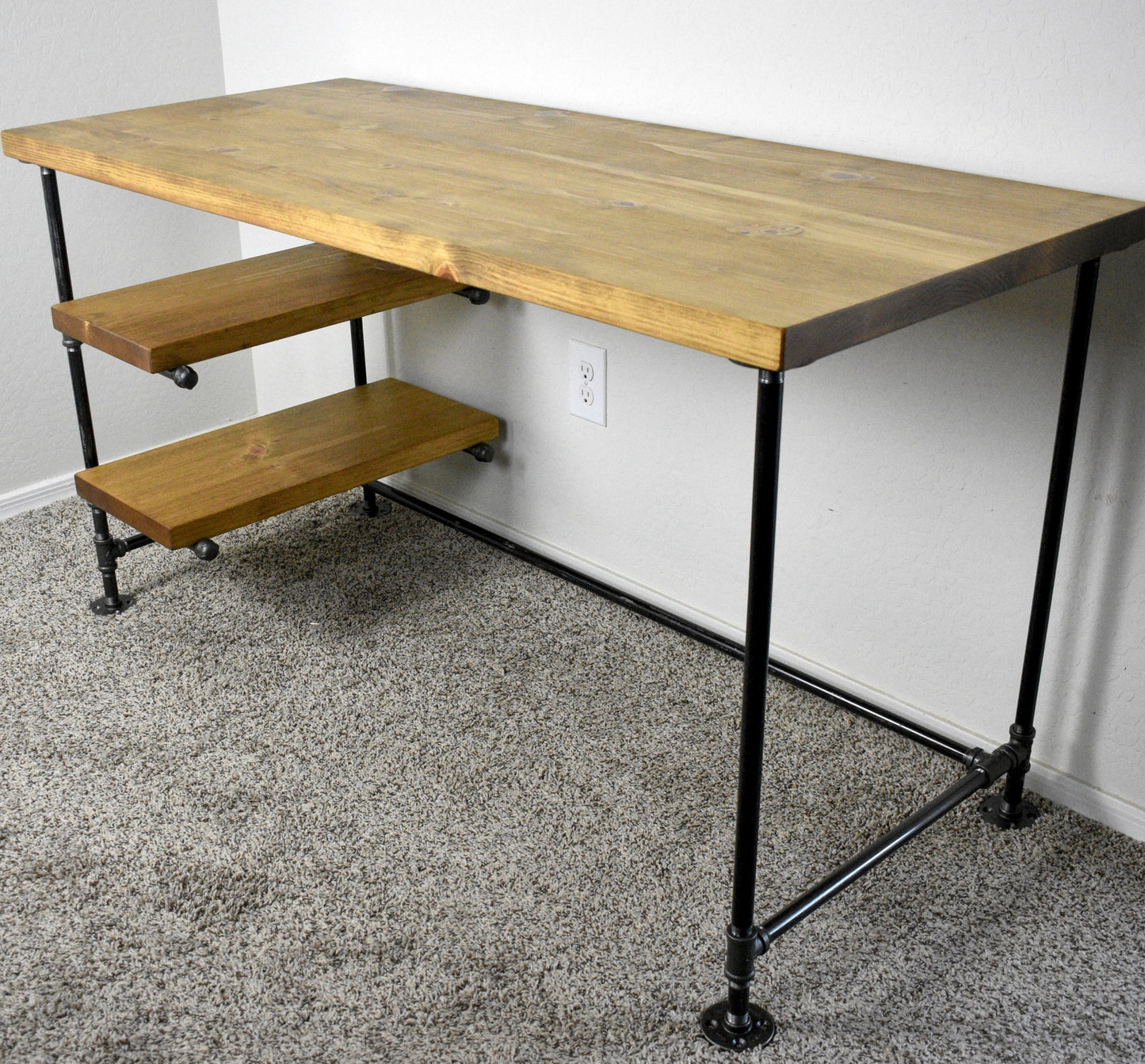 Industrial Style Desk with Shelving