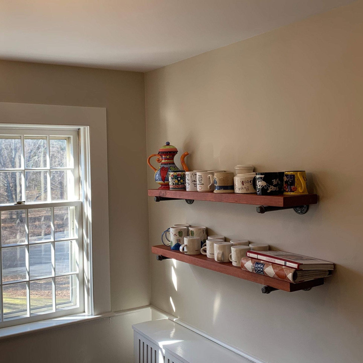 Pipe Bracket Floating Shelf - 7.25" Depth