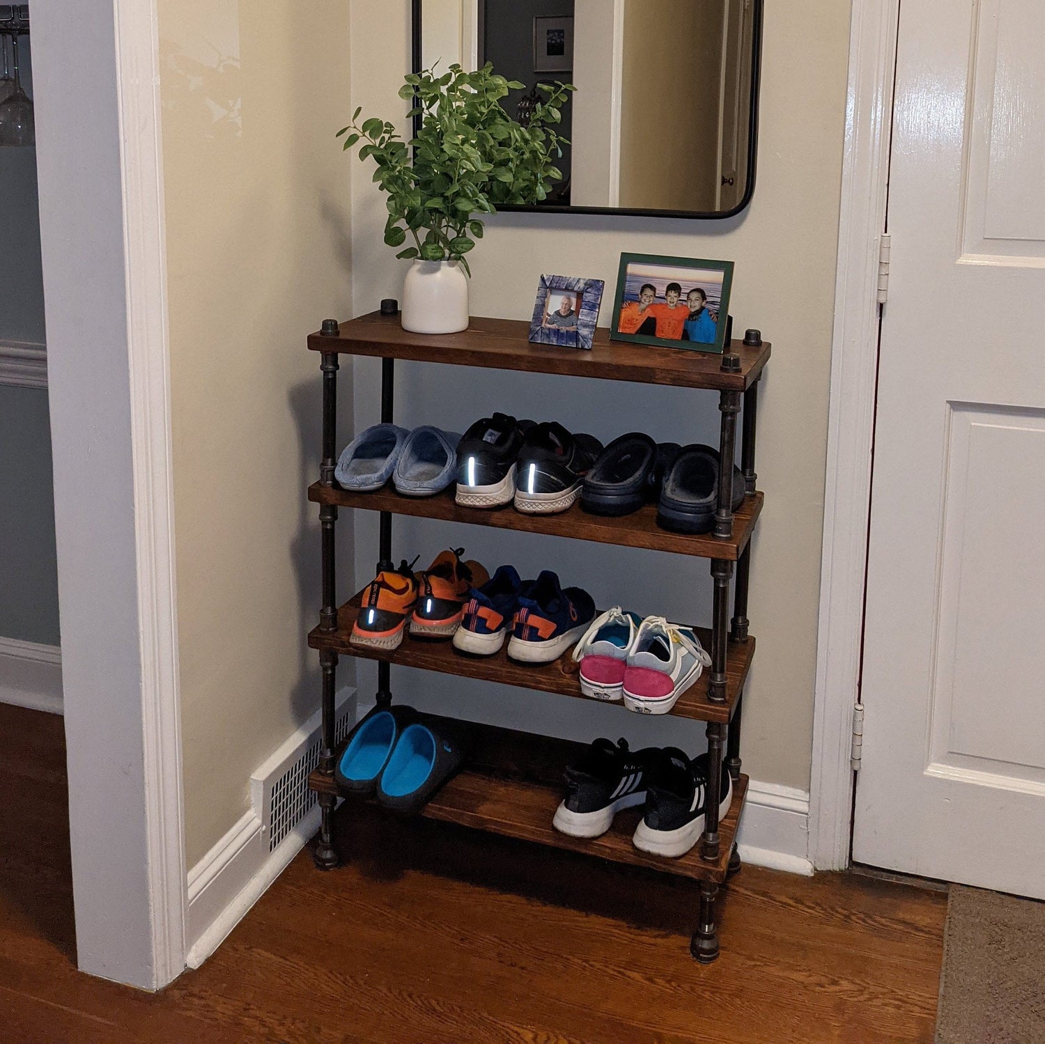 Entryway shoe rack industrial farmhouse - JT Industrial Designs