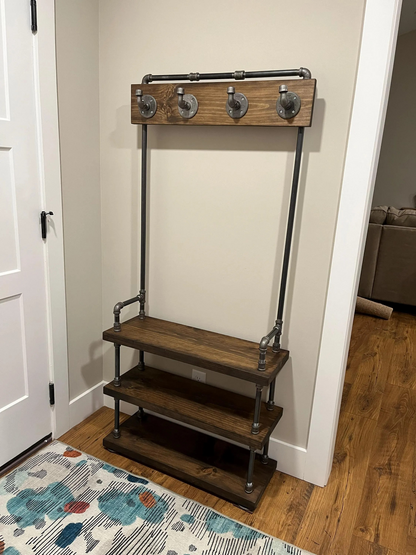 Hall Tree with Coat Hooks and Storage Bench