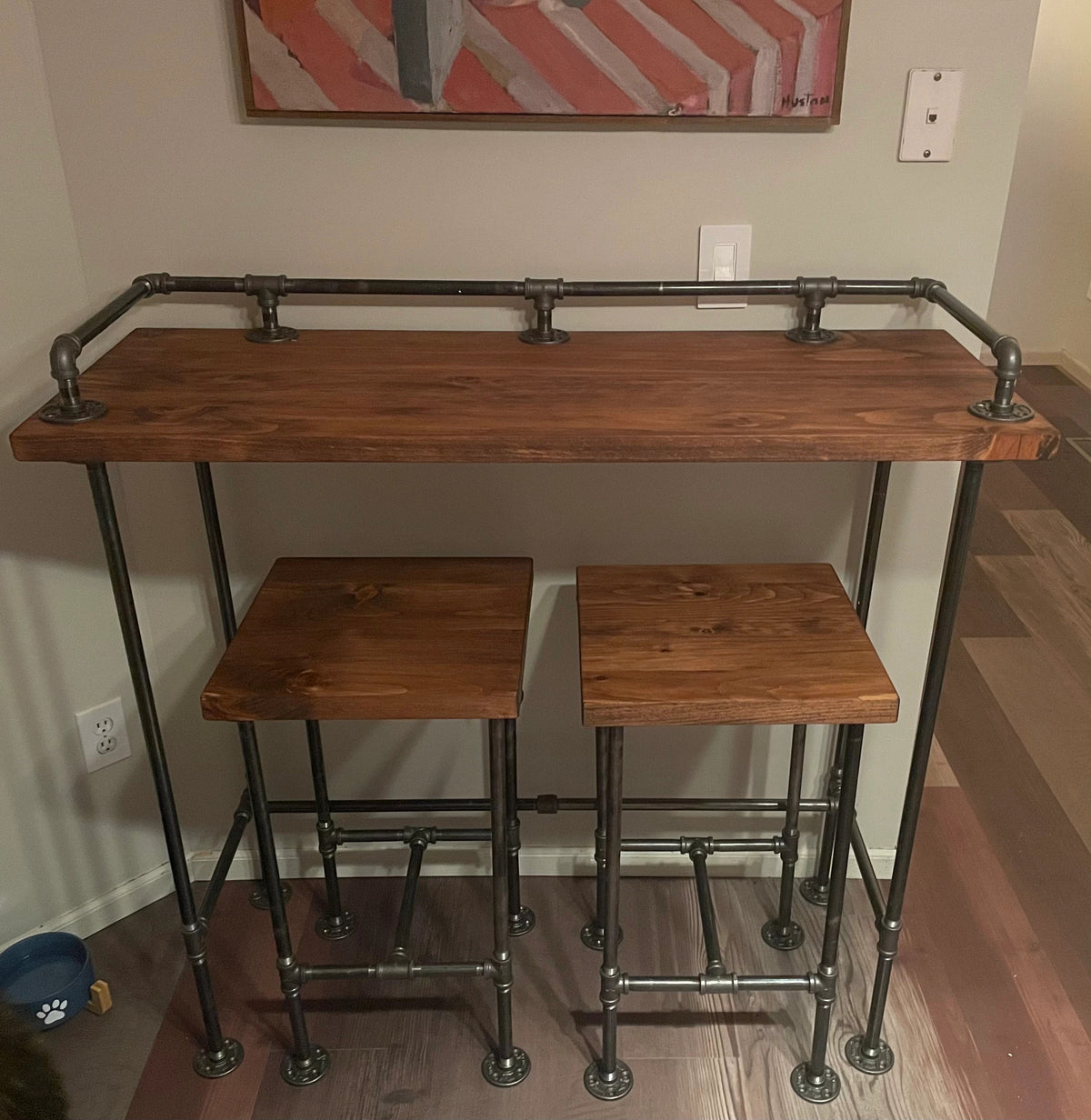 Industrial Bar Table with Drink Rail – JT Industrial Designs