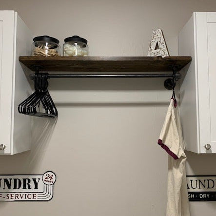 Wood Shelf with Hanger Rack (18" - 36”)