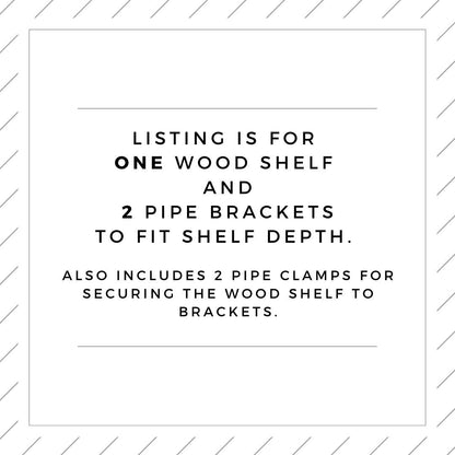 Pipe Bracket Floating Shelf - 5.25" Depth