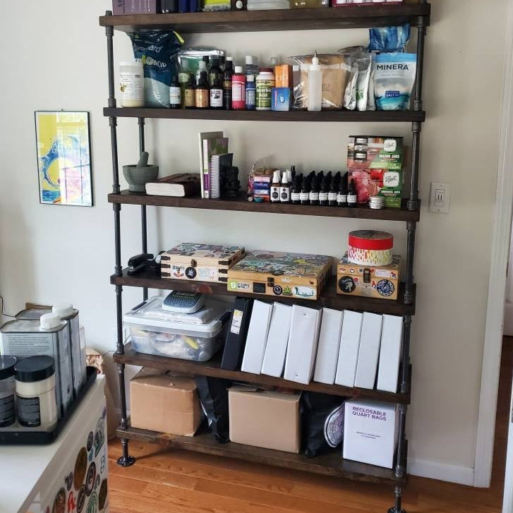 Industrial Farmhouse Style Bookcase 48 Length JT Industrial Designs   Jenn 48x6darkwalnut2 